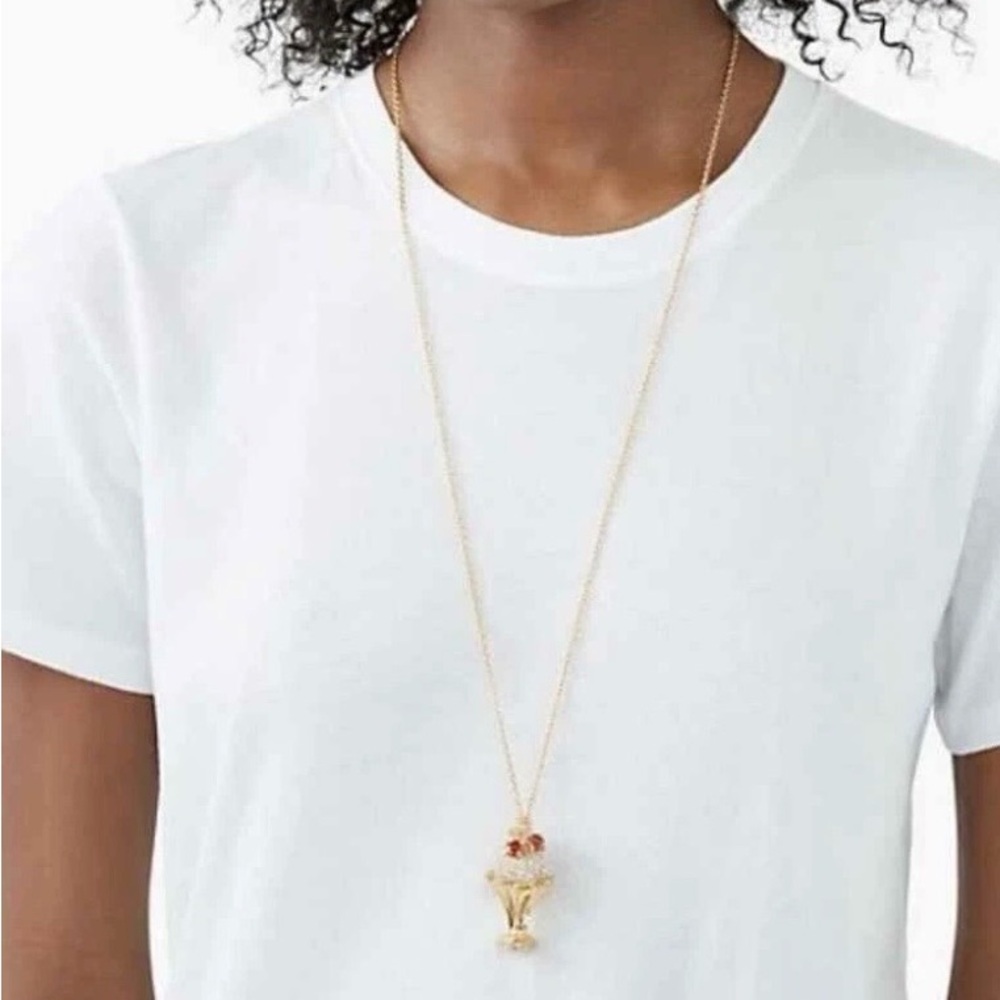 NWT kate spade Gold Necklace with Red and White Accents - Picture 5 of 8